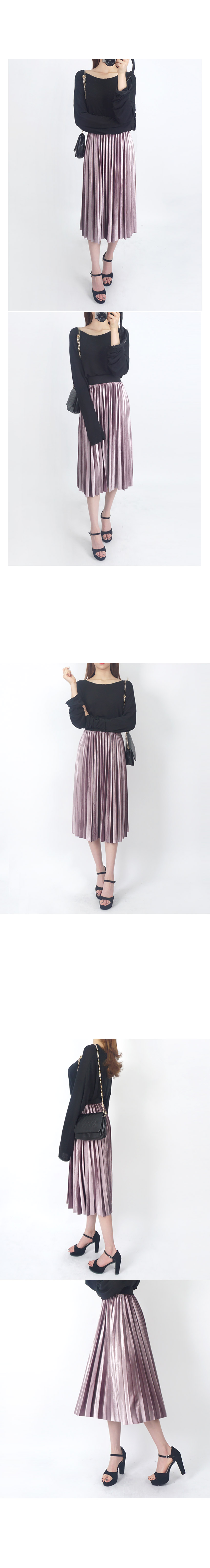 Velvet Pleated Metal Long Skirt Bending Accordion 