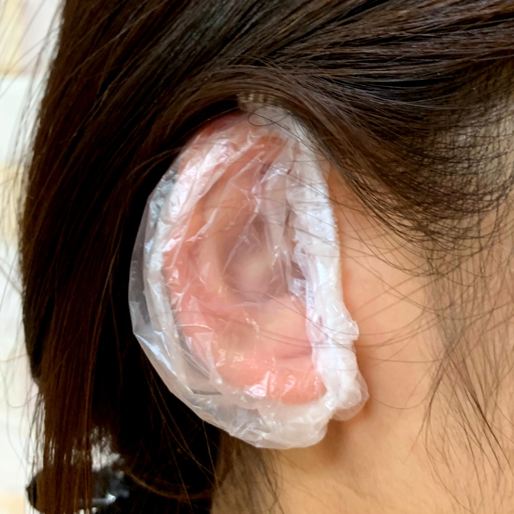 염색소품 염색용품 귀마개백 염색도구 샤워귀마개 염색보호대 헤어염색비닐 비닐귀마개 염색재료 염색액세서리 캡귀마개 염색귀마개 귀마개 샤워 염색 비닐 100P