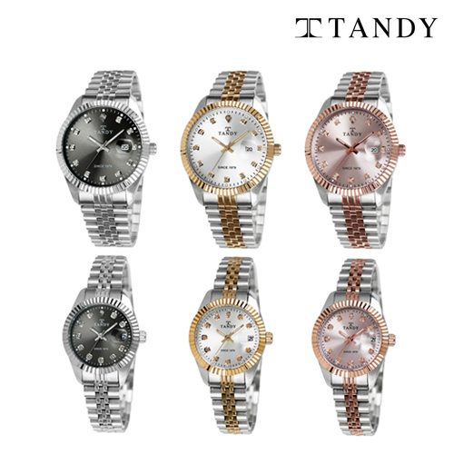 [TANDY] 탠디 럭셔리 커플 메탈 손목시계(스와로브스키 식입) T-3909 6종 택1