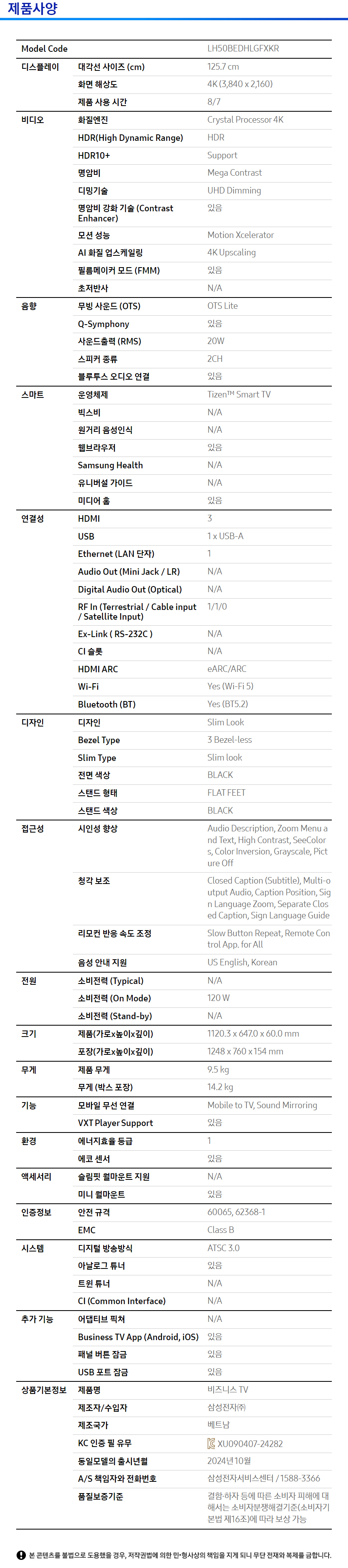 Product Specifications