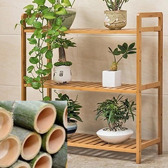 3단 원목선반 신발 화분진열대 높이조절 70x25x71cm