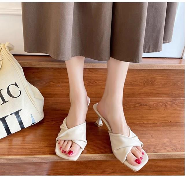 스틸레토 슬리퍼 여자 여성뮬슬리퍼형샌들