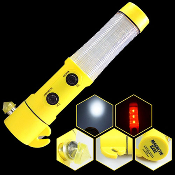 Dfav 5기능 LED경광봉 경광봉+손전등+비상용유리망치+비상용안전벨트컷팅+자석부착식