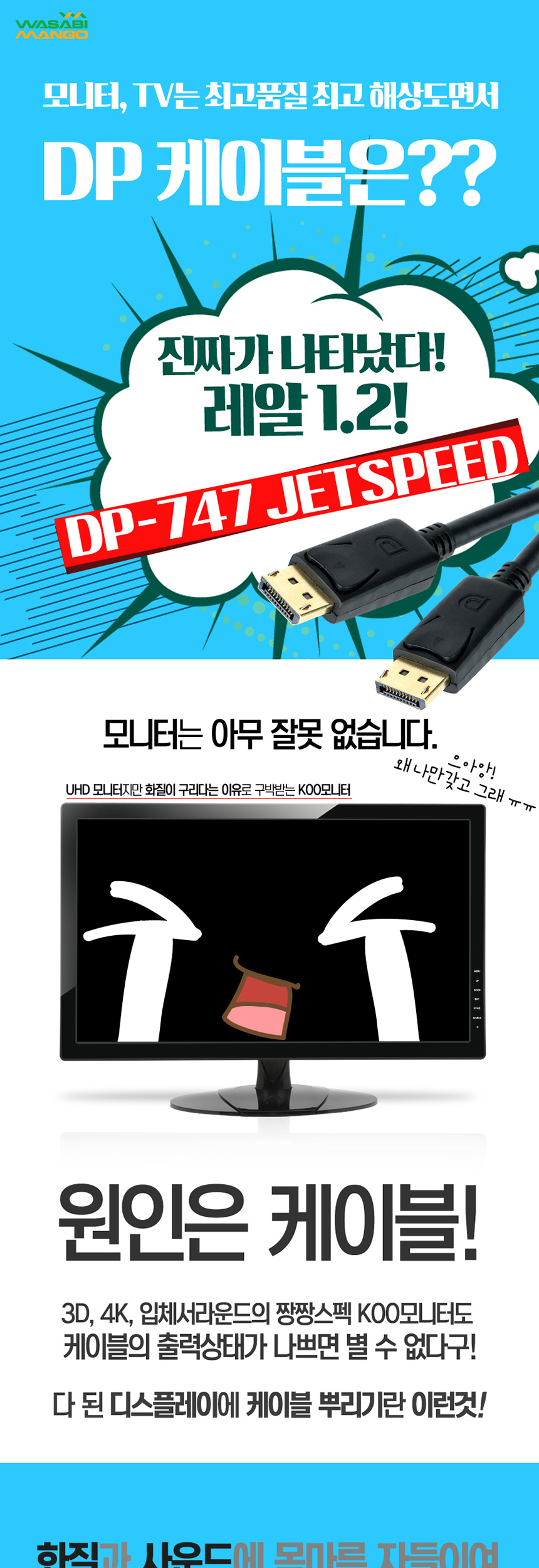 Wasabi Mangos Dotto Displayport to DP V1.2 Length 