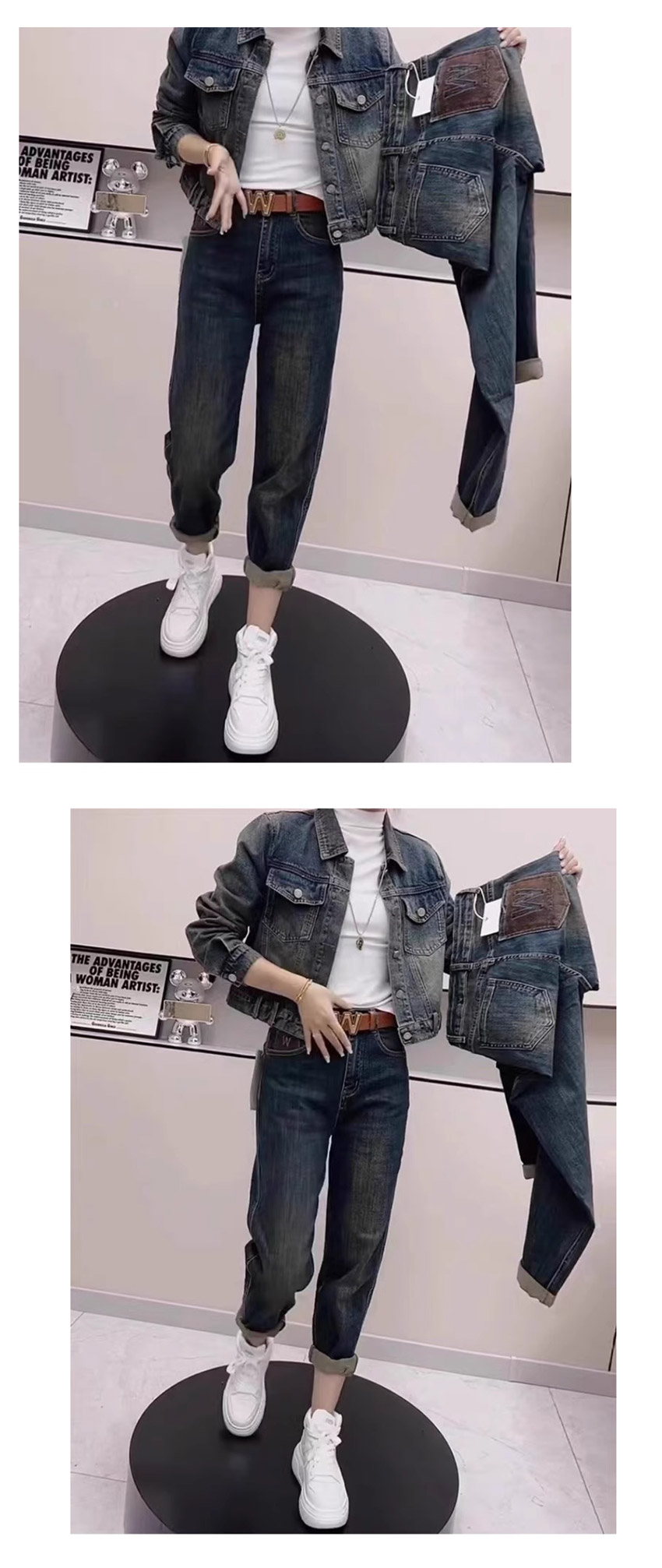 데님 팬츠와 데님 자켓 코디 스타일링 이미지
