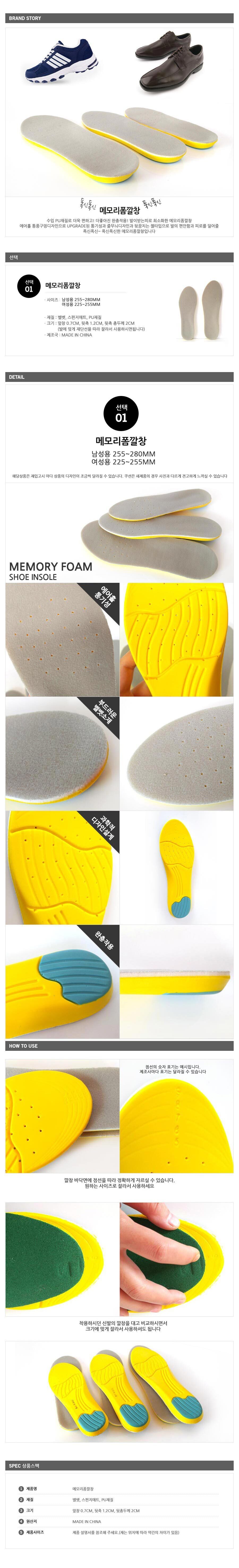 Memory foam insole 3 sizes