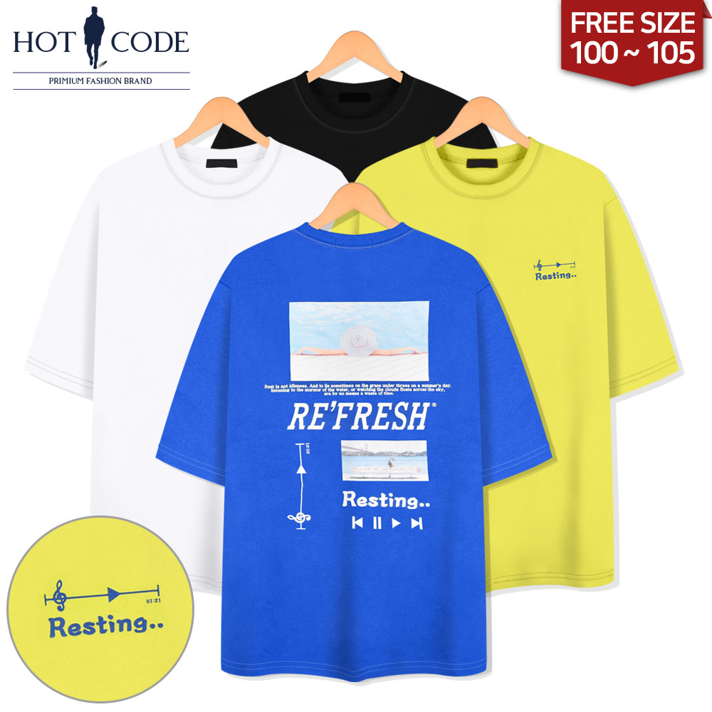남자 여름 반팔 프린팅 티셔츠 4컬러, DS7542 - 핫코드