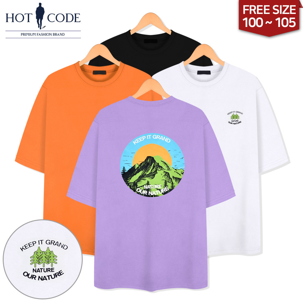 남자 여름 반팔 프린팅 티셔츠 4컬러, DS7566 - 핫코드