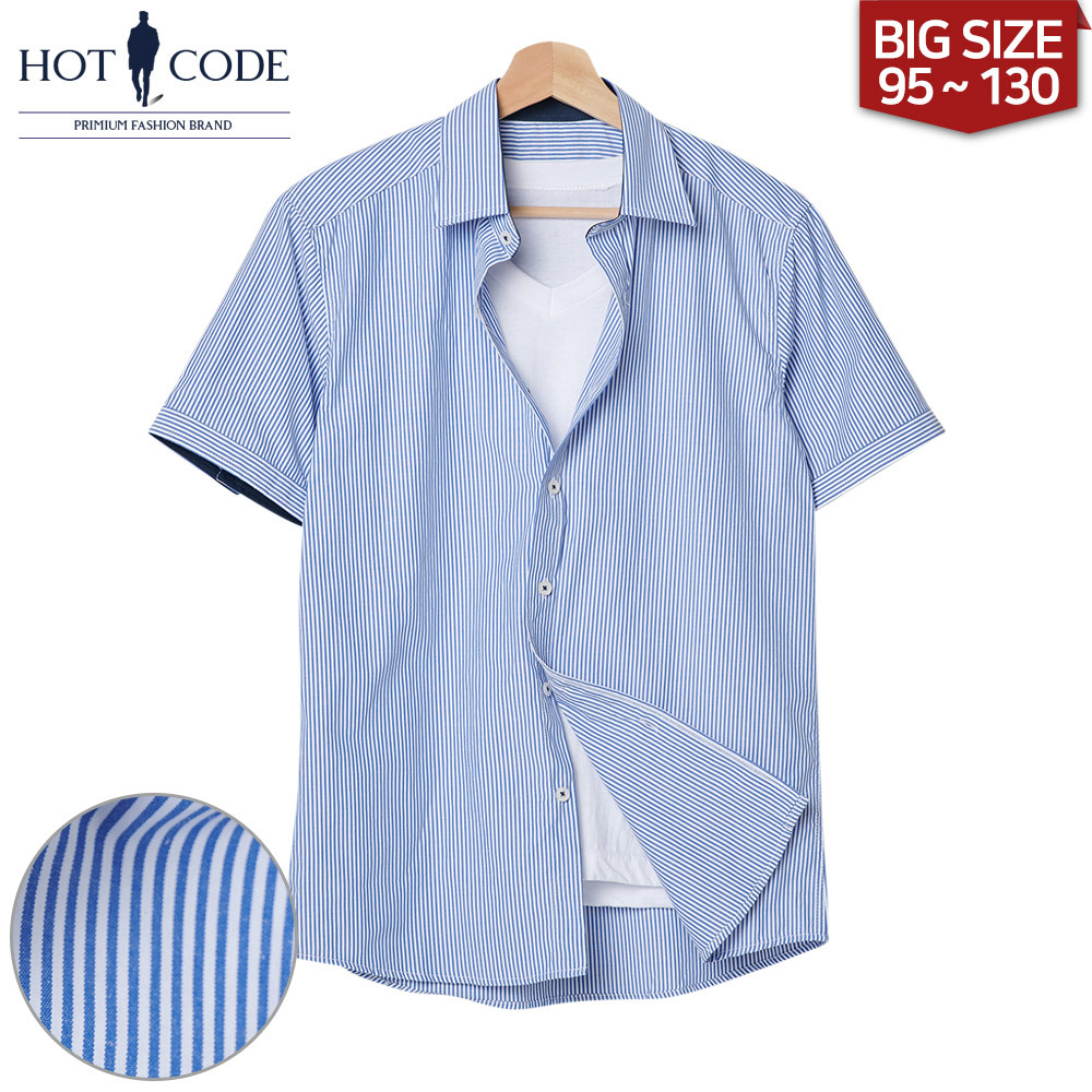 남자 여름 반팔셔츠 스트라이프 드레스 빅사이즈, HC252 - 핫코드