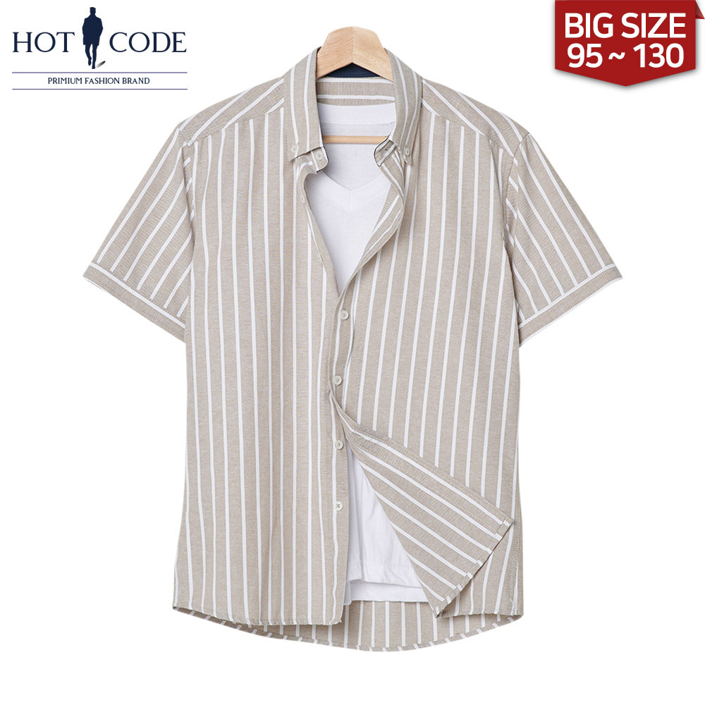 남자 여름 반팔셔츠 오버핏 스트라이프 HC831 - 핫코드