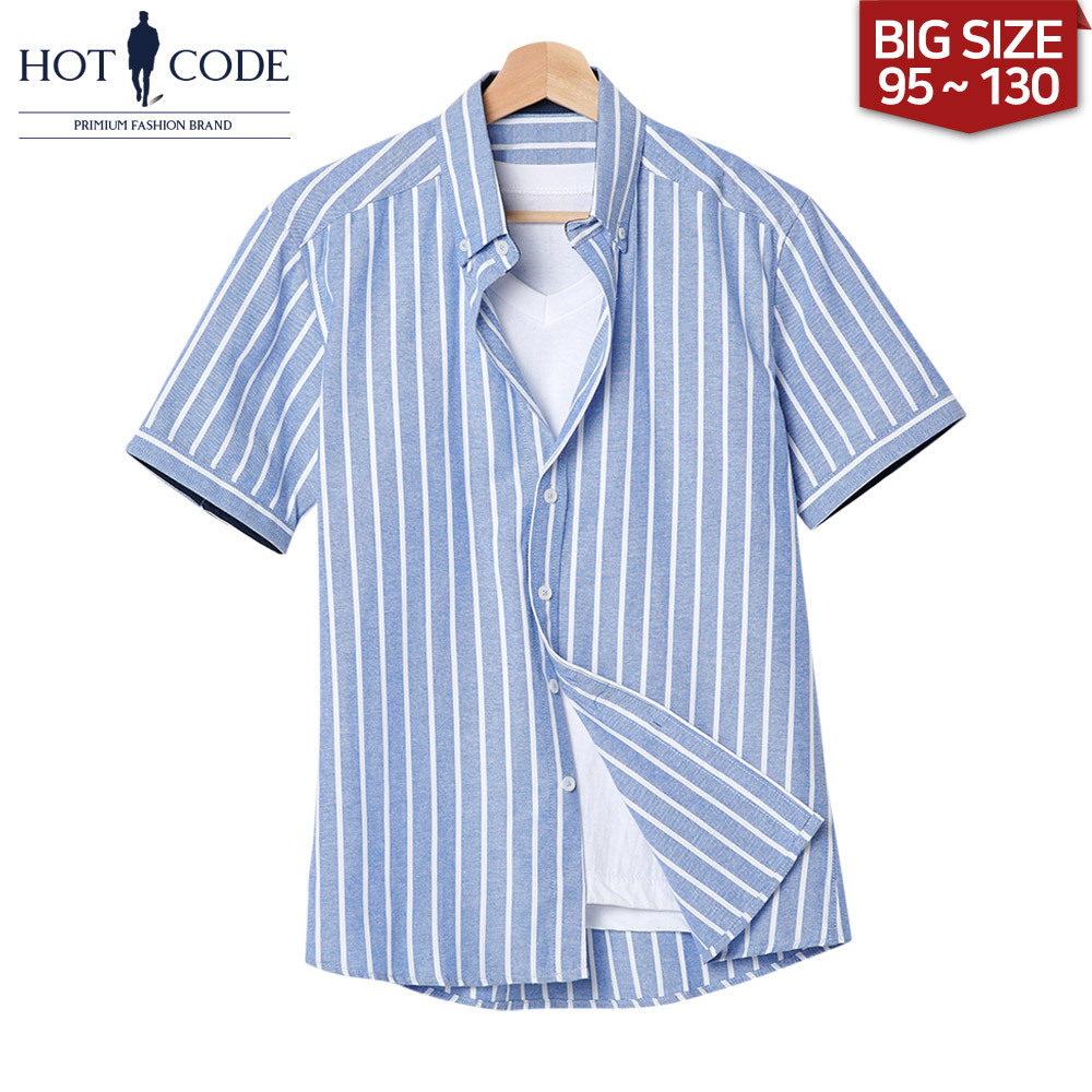남자 여름 반팔셔츠 오버핏 스트라이프 HC834 - 핫코드