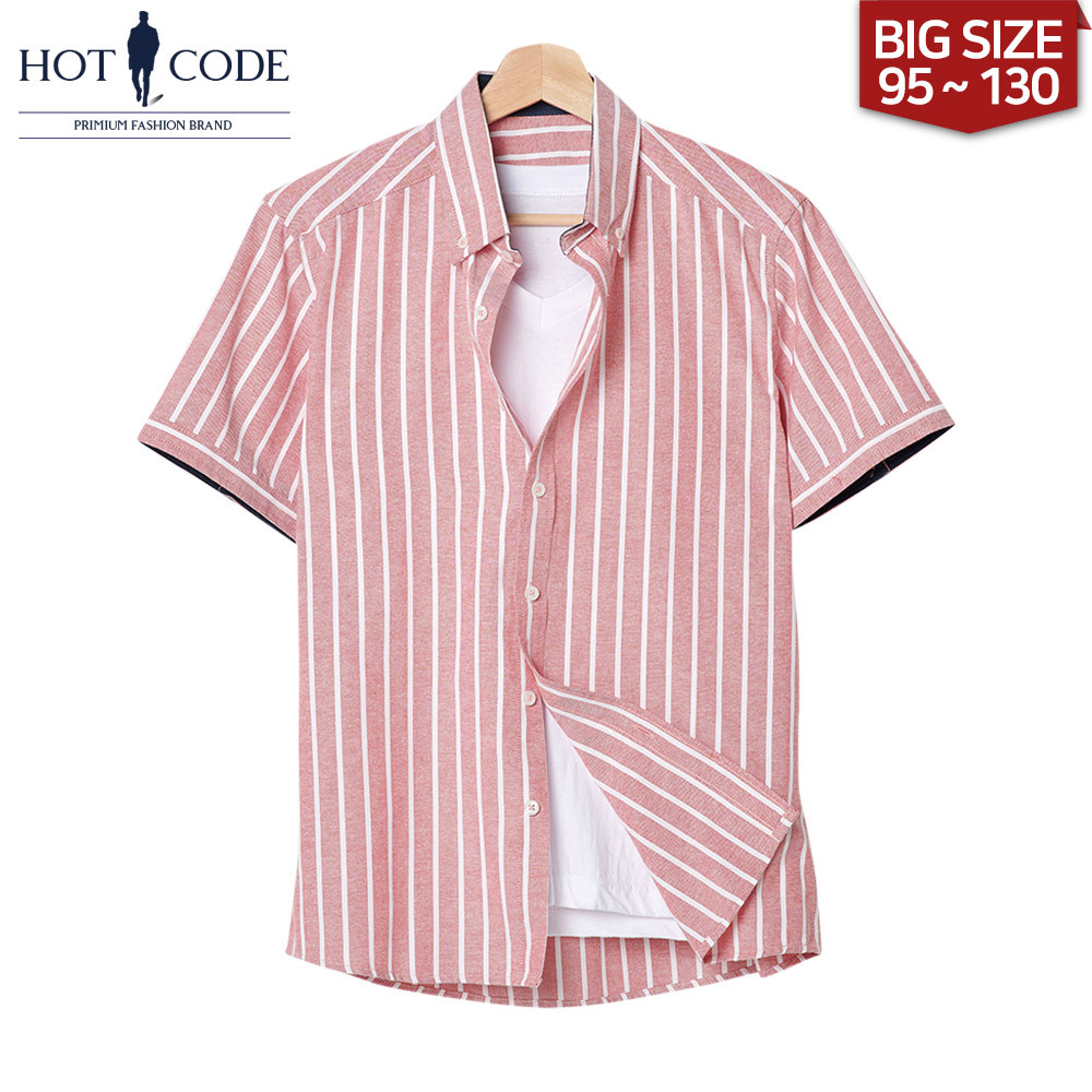남자 여름 반팔셔츠 오버핏 스트라이프 HC835 - 핫코드