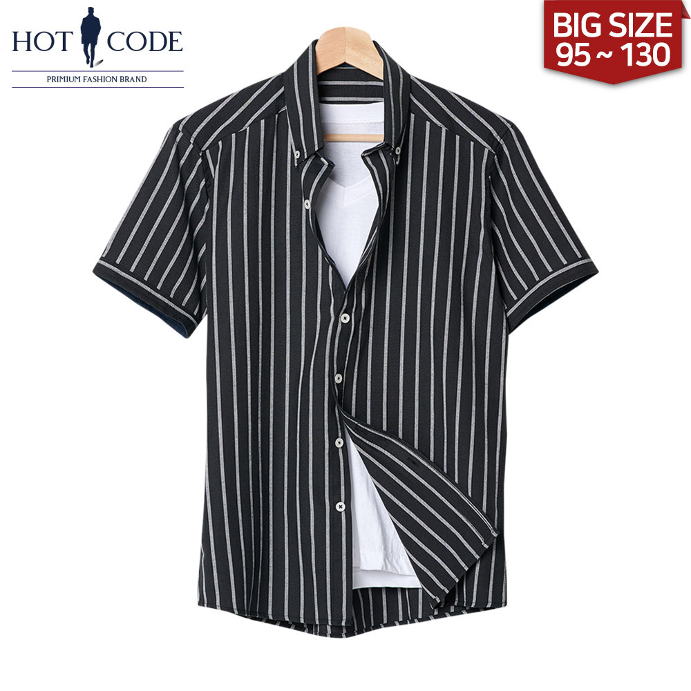 남자 여름 반팔셔츠 오버핏 스트라이프 HC839 - 핫코드