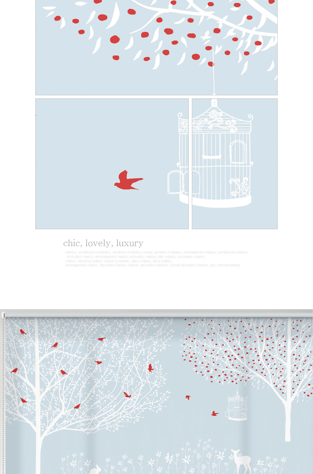 새와나무그림 롤스크린 블라인드