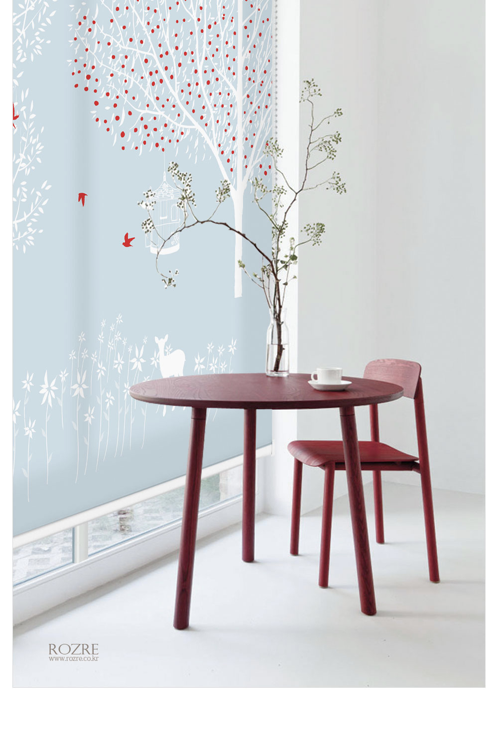 새와나무그림 롤스크린 블라인드