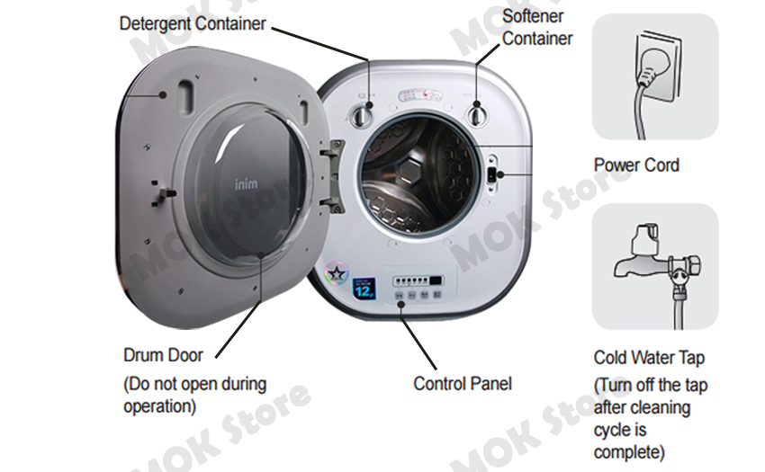 Daewoo DWDM301WP Mini Drum Washing Machine + English menu sticker_For