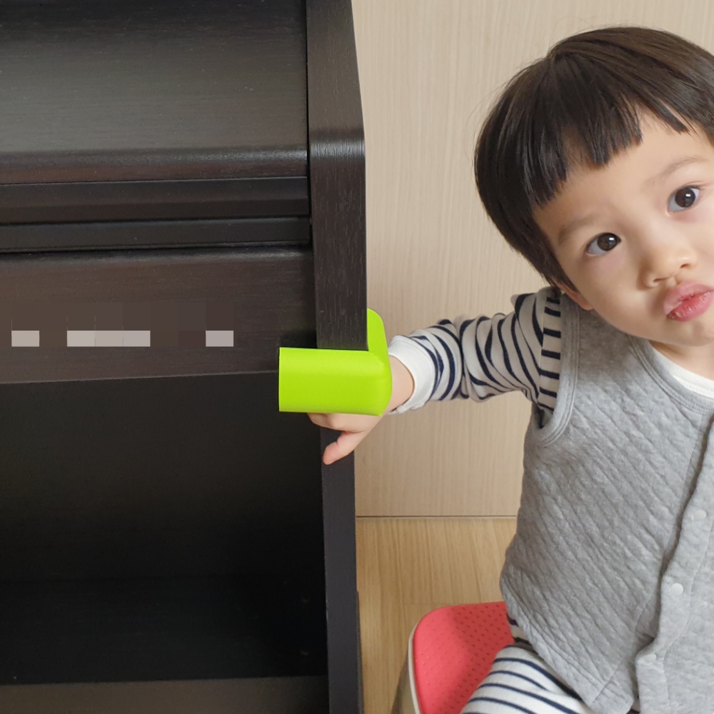 C커버 코너가드 사이드가드 테이블모서리보호제 선반쿠션 가구보호대 아이안전용품 모서리보호스트립 프로텍터 모서리보호 각도보호대 쿠션 4P L형 코너 그린 고급형 모서리보호대