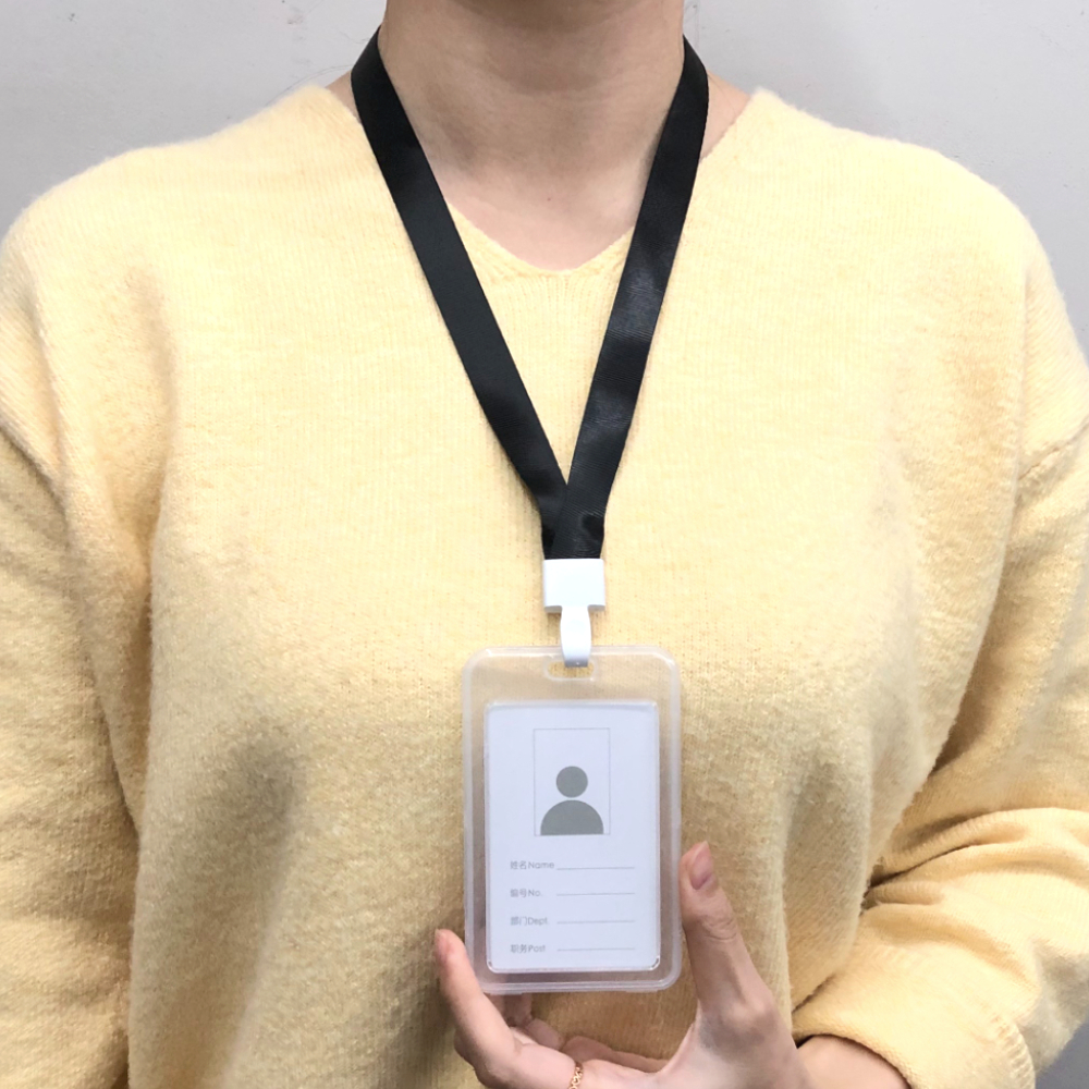 사무실목걸이 명찰주머니 사원증케이스 직장인주머니 홀더목걸이 투명커버 목걸이 케이스 사원증 블랙 사원증목걸이케이스