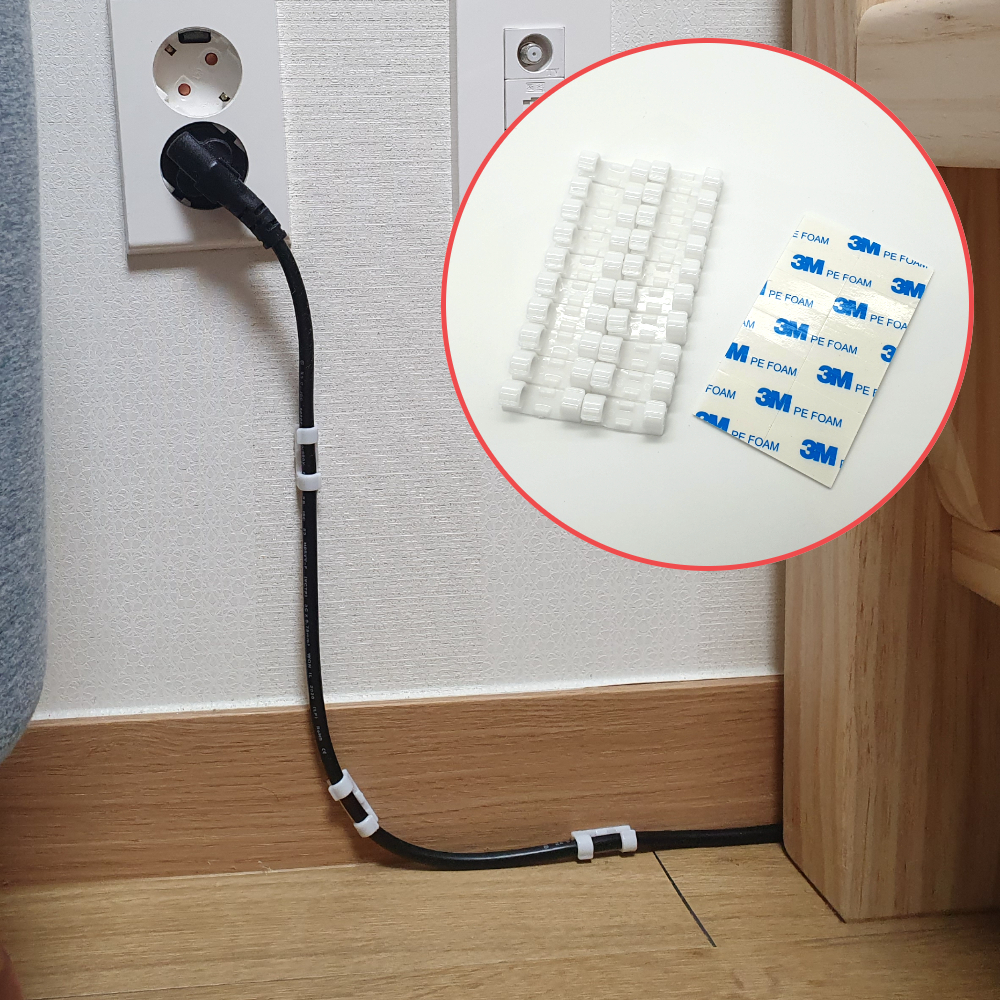 와이어수납클립 케이블고정클립 전선관리클립 투명클립홀더 선정리용품클립 선정리액세서리 선보호클립 선정리클립 전선고정클립 선수집클립 미니클립 소 화이트 전선 케이블 전선클립