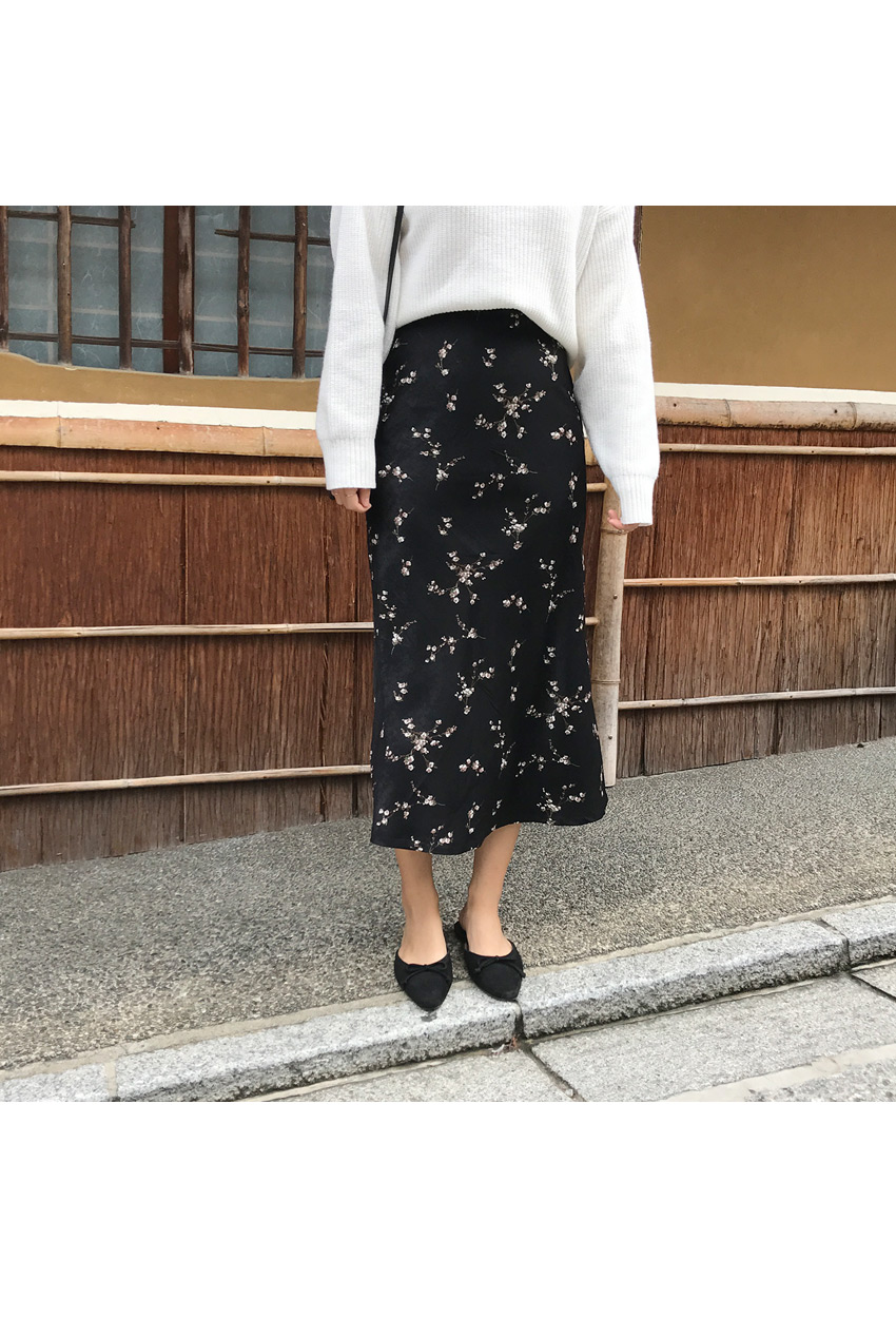 Velvet Flower Long Skirt Merry Nana Woman Look Dat