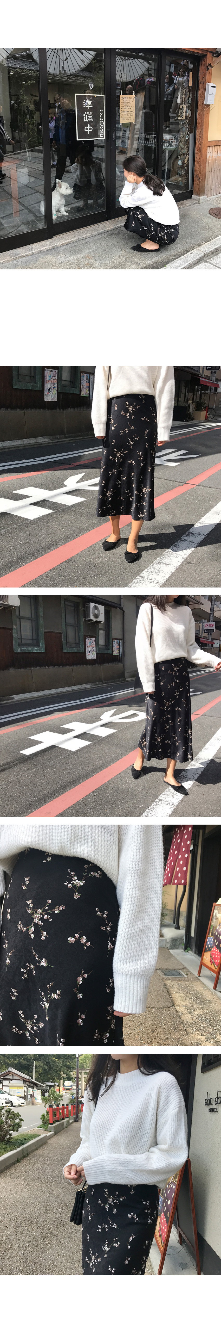 Velvet Flower Long Skirt Merry Nana Woman Look Dat