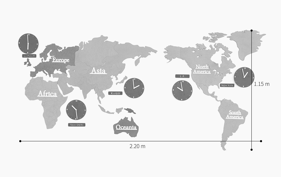 World Map Big Color Wood Noiseless Interior Wall C