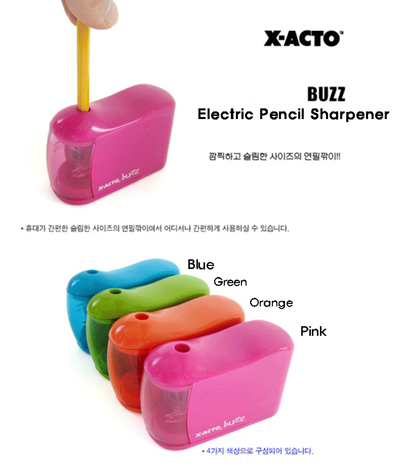 Buzz Electric Pencil Sharpener Battery Operated Xacto Silent Slim