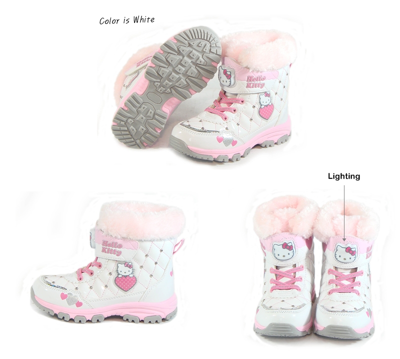 Hello Kitty New Selly Kids FUR Ankle Boots Shoes Girls Winter White X