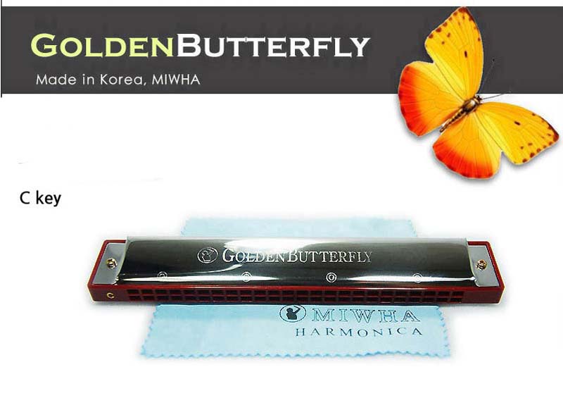 Mihwa Harmonica Golden Butterfly Tremolo 24 Holes Key of C