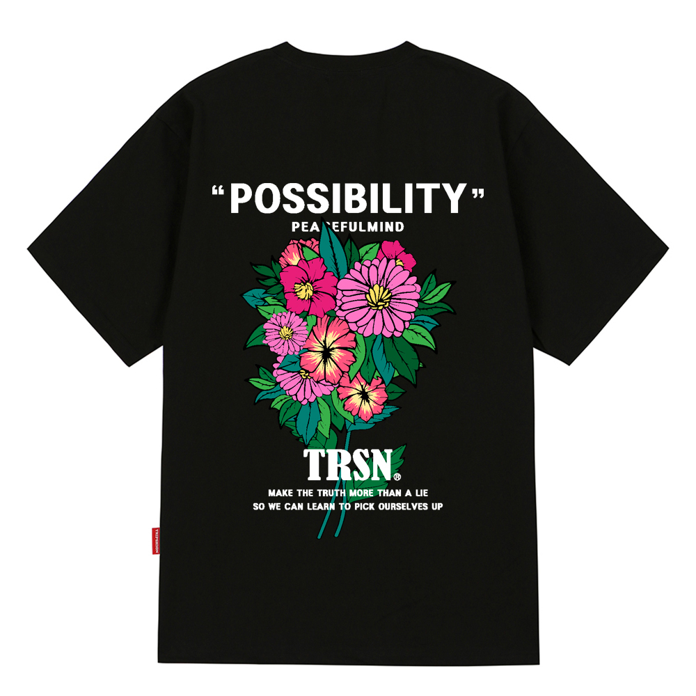 POSSIBILITY FLOWER T-SHIRTS - BLACK