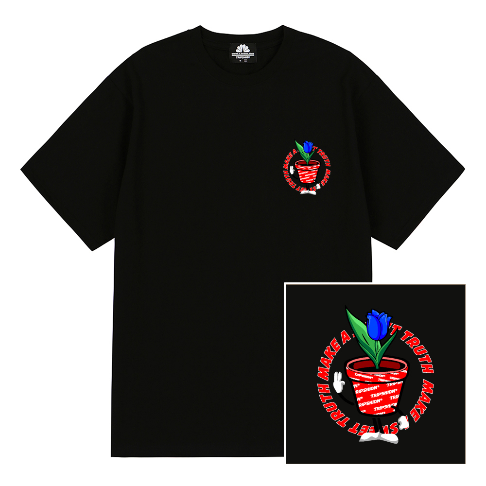 FLOWER CUP T-SHIRTS - BLACK