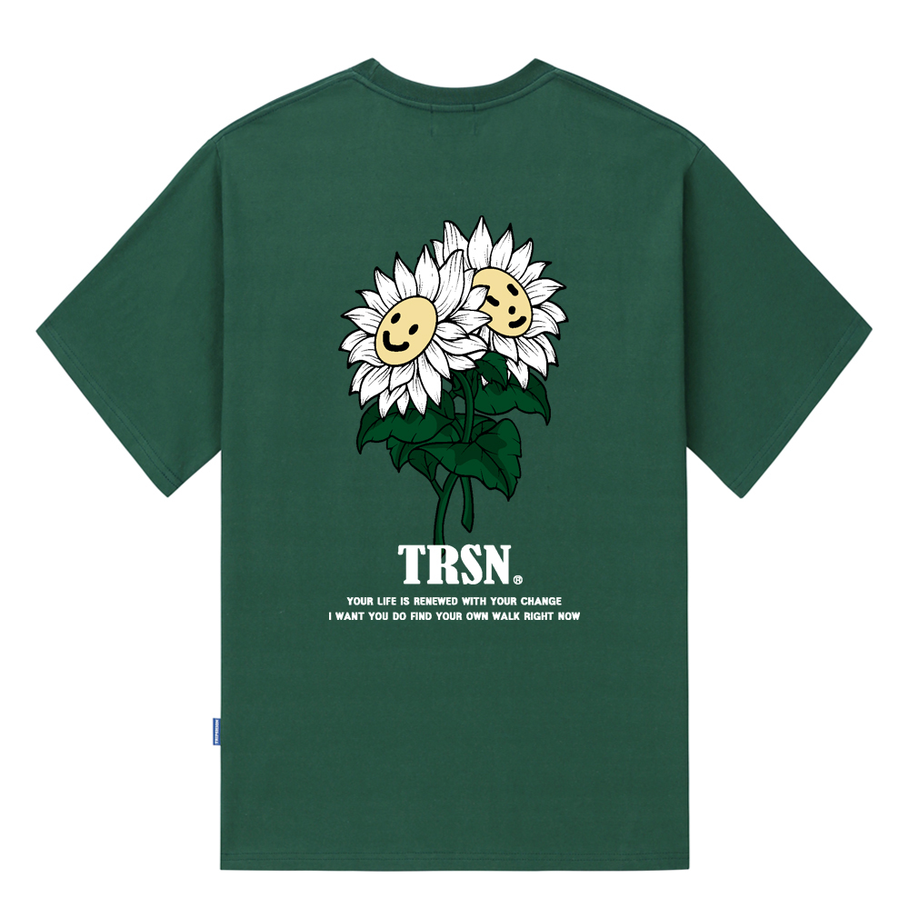 SMILE FLOWER T-SHIRTS - GREEN