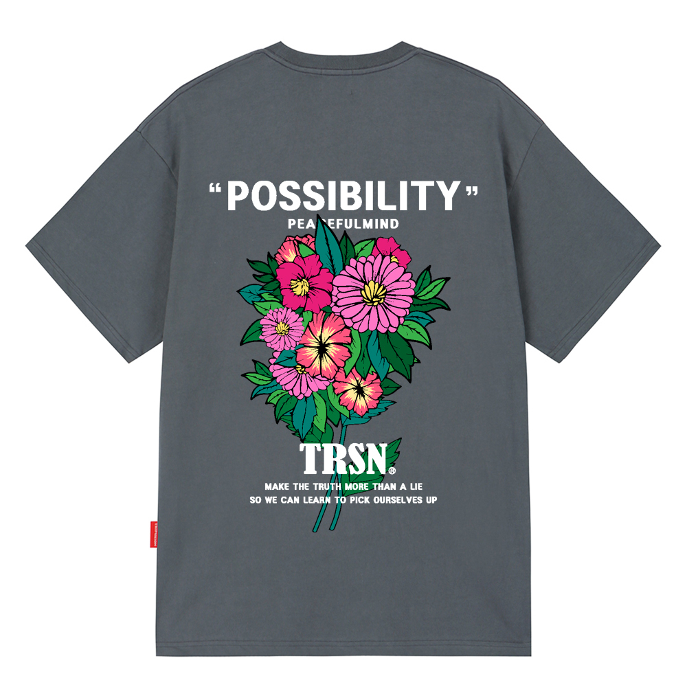 POSSIBILITY FLOWER T-SHIRTS - GRAY