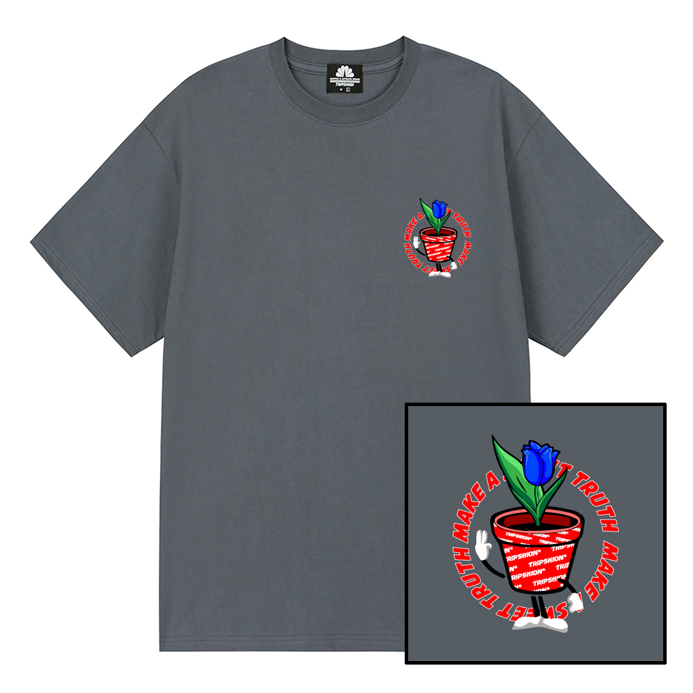 FLOWER CUP T-SHIRTS - GRAY