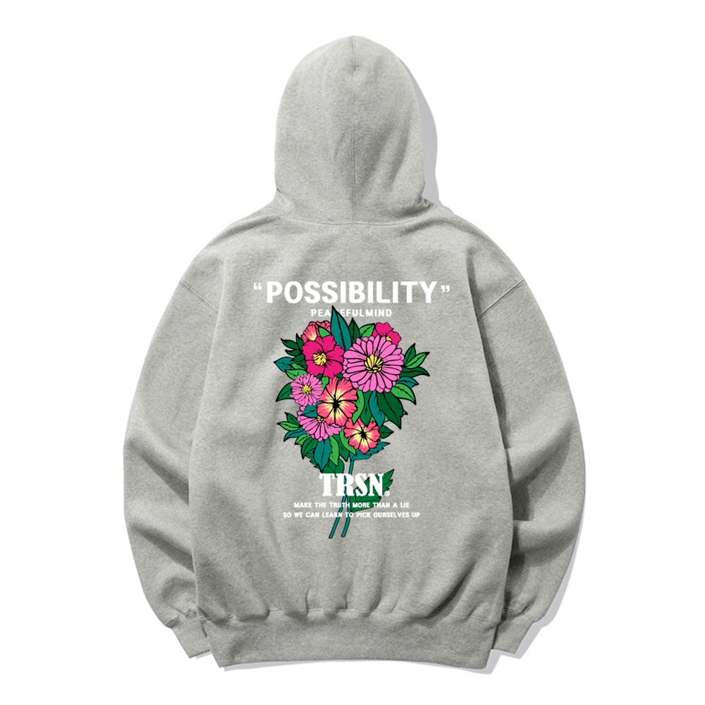 POSSIBILITY FLOWER HOODIE - GRAY