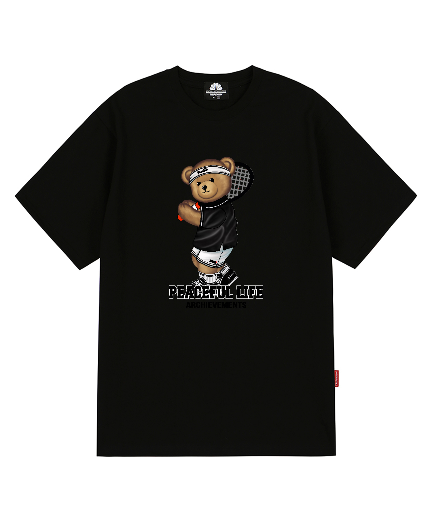 TENNIS BOY BEAR T-SHIRTS - BLACK