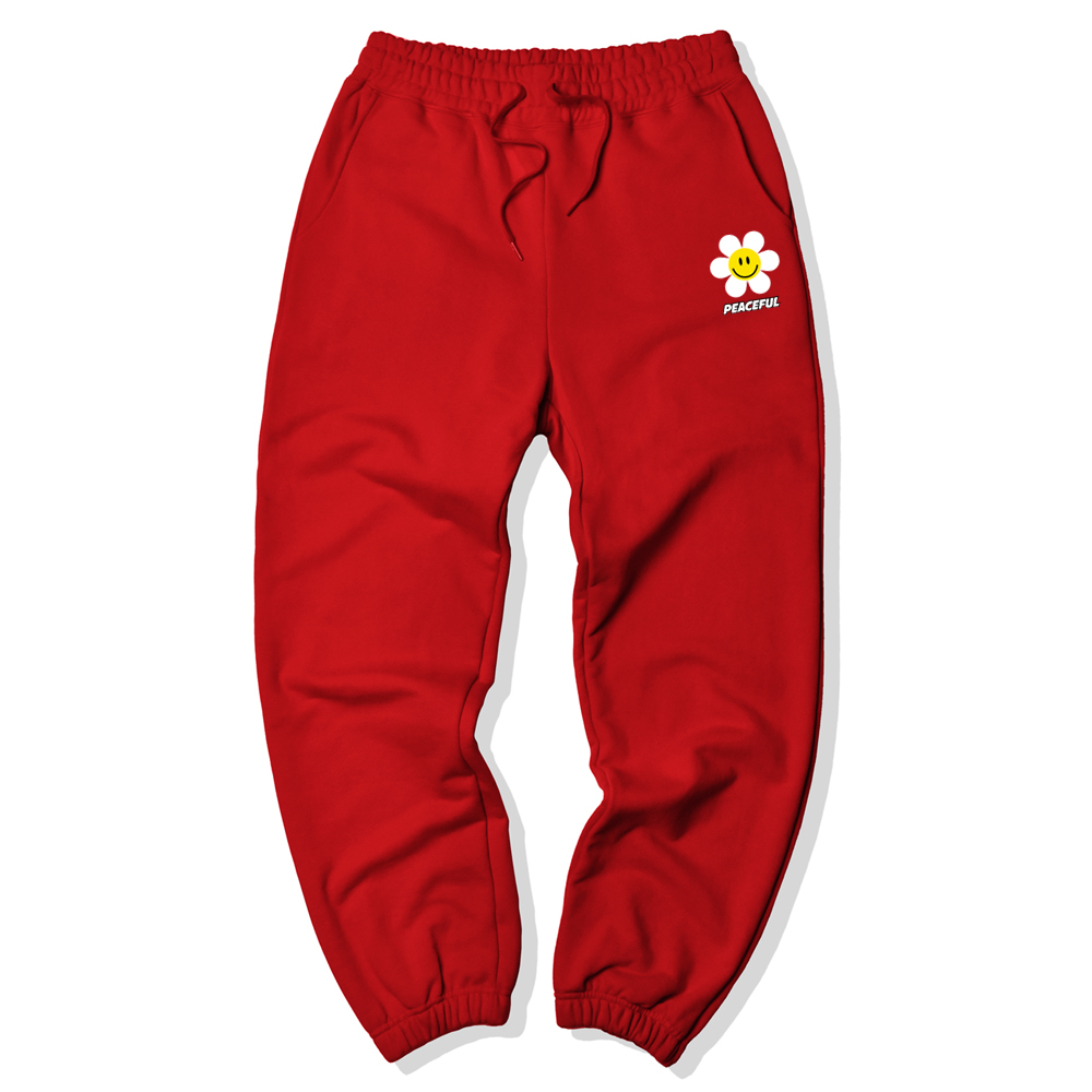 SMALL DAISY PEACEFUL JOGGER SWEAT PANTS - RED