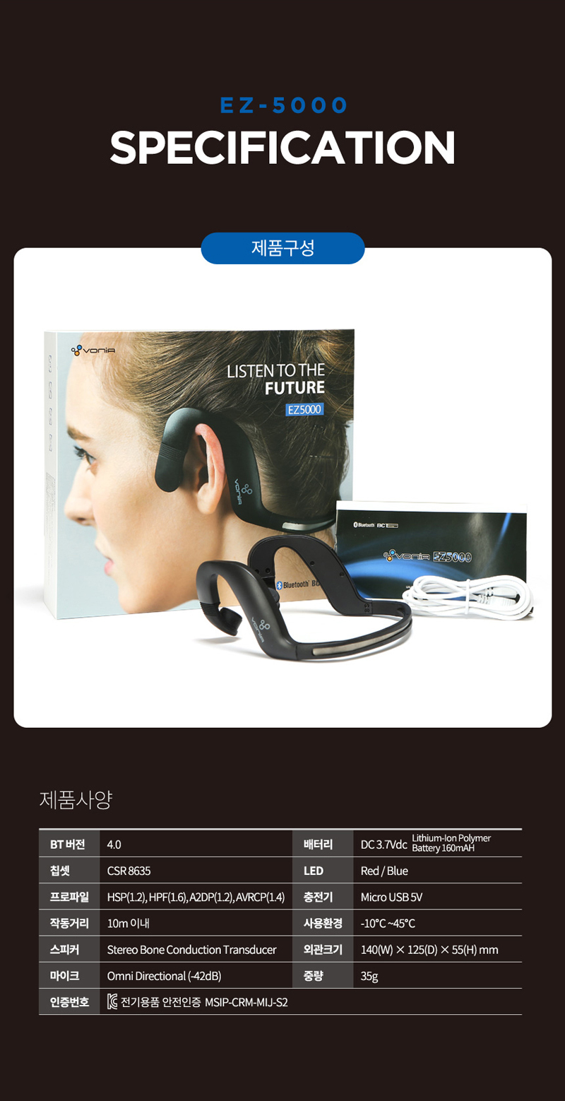 NEW BLUETOOTH EARPHONE Bonnie Bone Conduction Blue