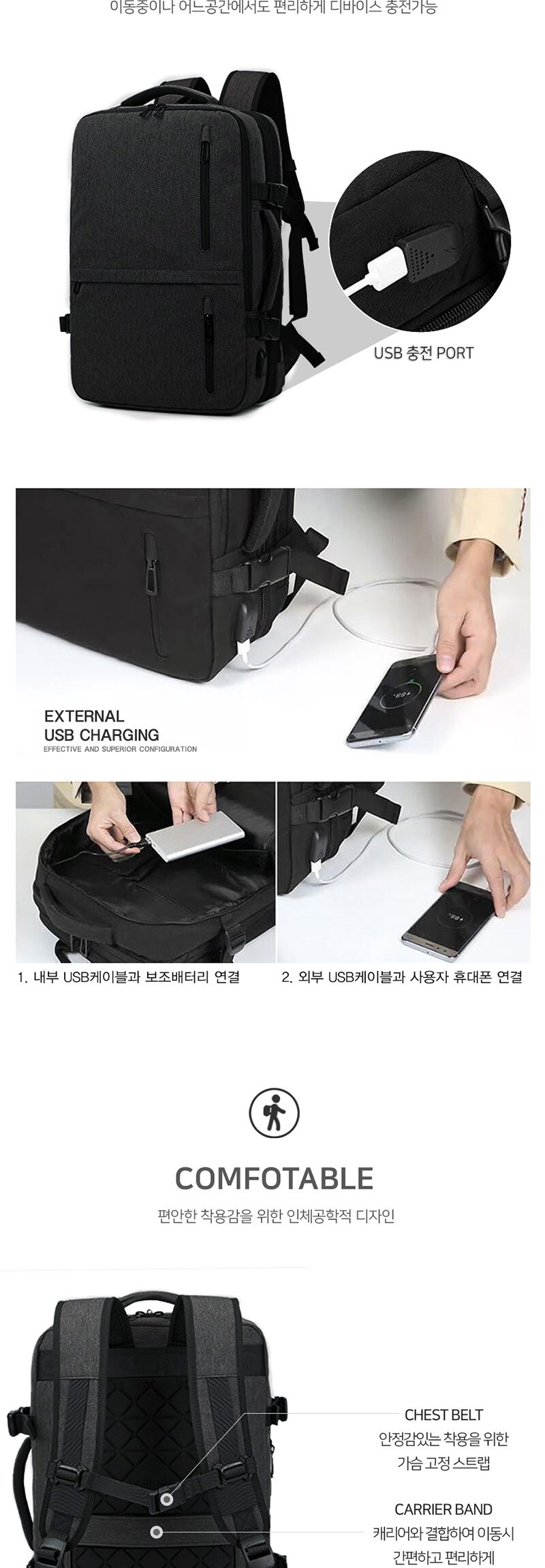 USB백팩,기내용백팩