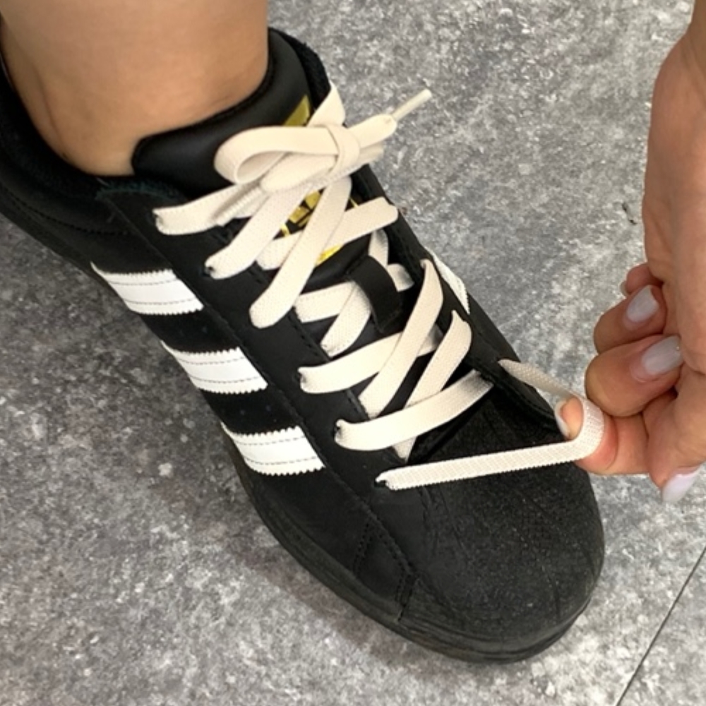 럭셔리신발끈 장식된메탈스트랩 스니커즈액세서리 흰색신발끈 스키니신발끈 컬러풀한신발끈 요즘핫한신발끈 편안한신발끈 탄성신발끈 커스텀 아이보리 100cm 고무줄 운동화 신발끈