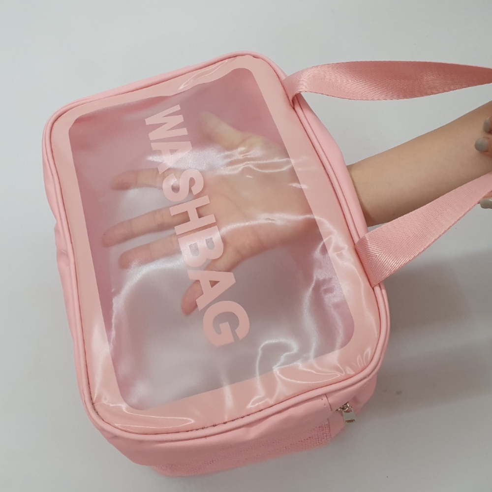 메쉬 방수 트윈 2단 수영가방 핑크 대형