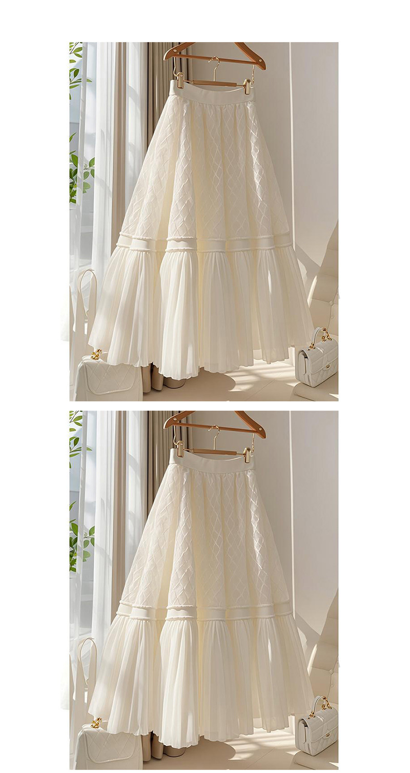 Drawer Faux leather, silk, rayon Accordion Pleated skirt Bottoms long 6524-299-1837 Beige Ivory 38