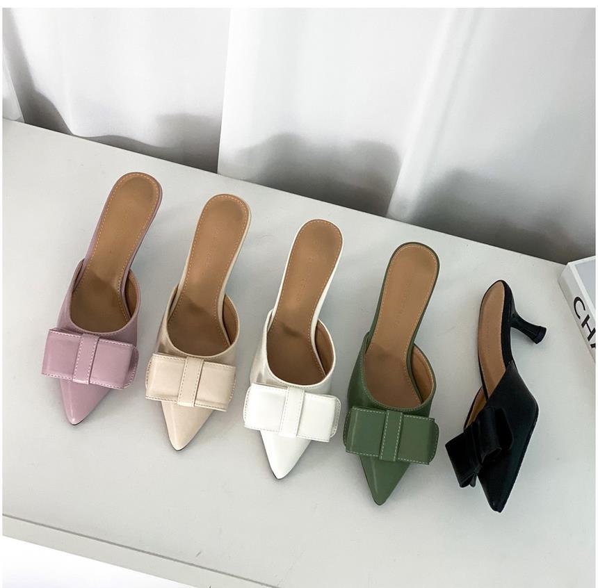 또오세 여성 리본 여성뮬슬리퍼형샌들