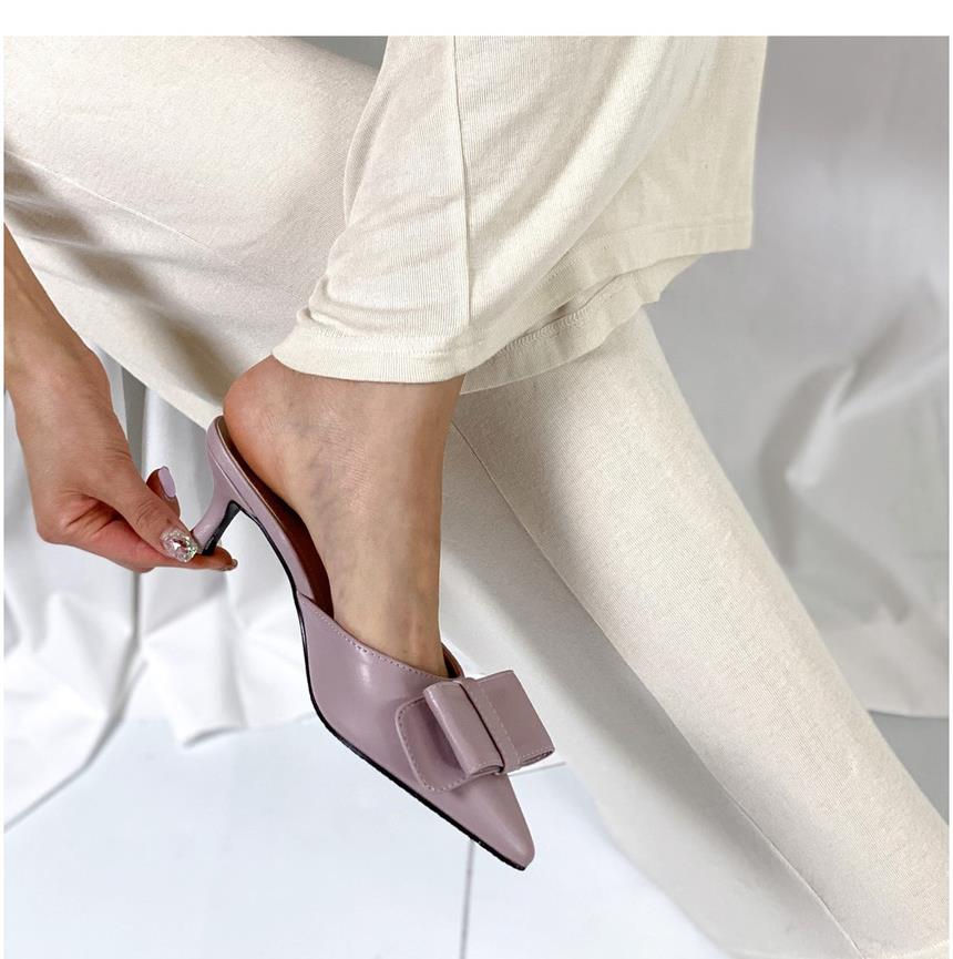 또오세 여성 리본 여성뮬슬리퍼형샌들