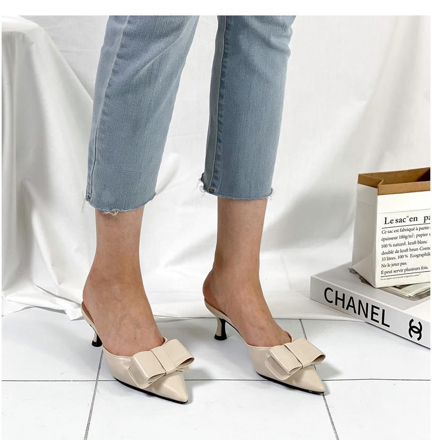 또오세 여성 리본 여성뮬슬리퍼형샌들