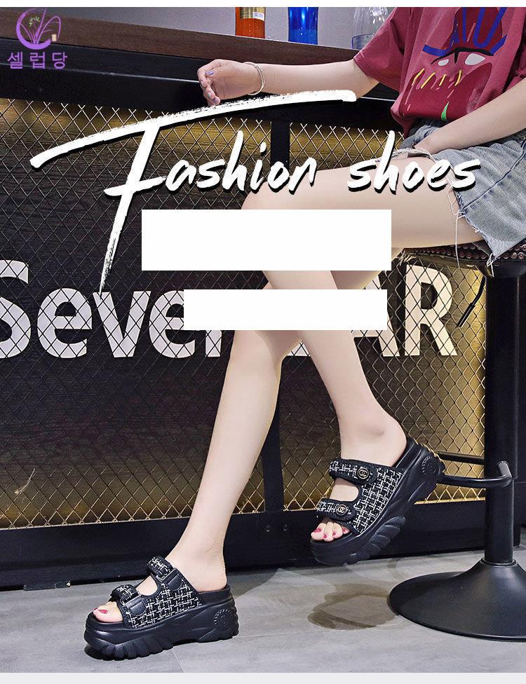 셀럽당 여성용 통굽 여성뮬슬리퍼형샌들