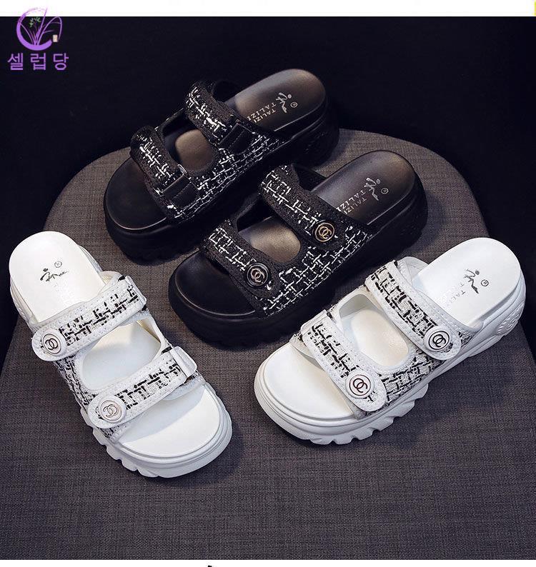 셀럽당 여성용 통굽 여성뮬슬리퍼형샌들