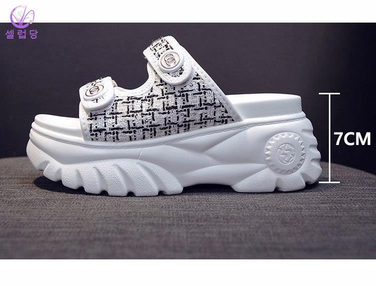 셀럽당 여성용 통굽 여성뮬슬리퍼형샌들