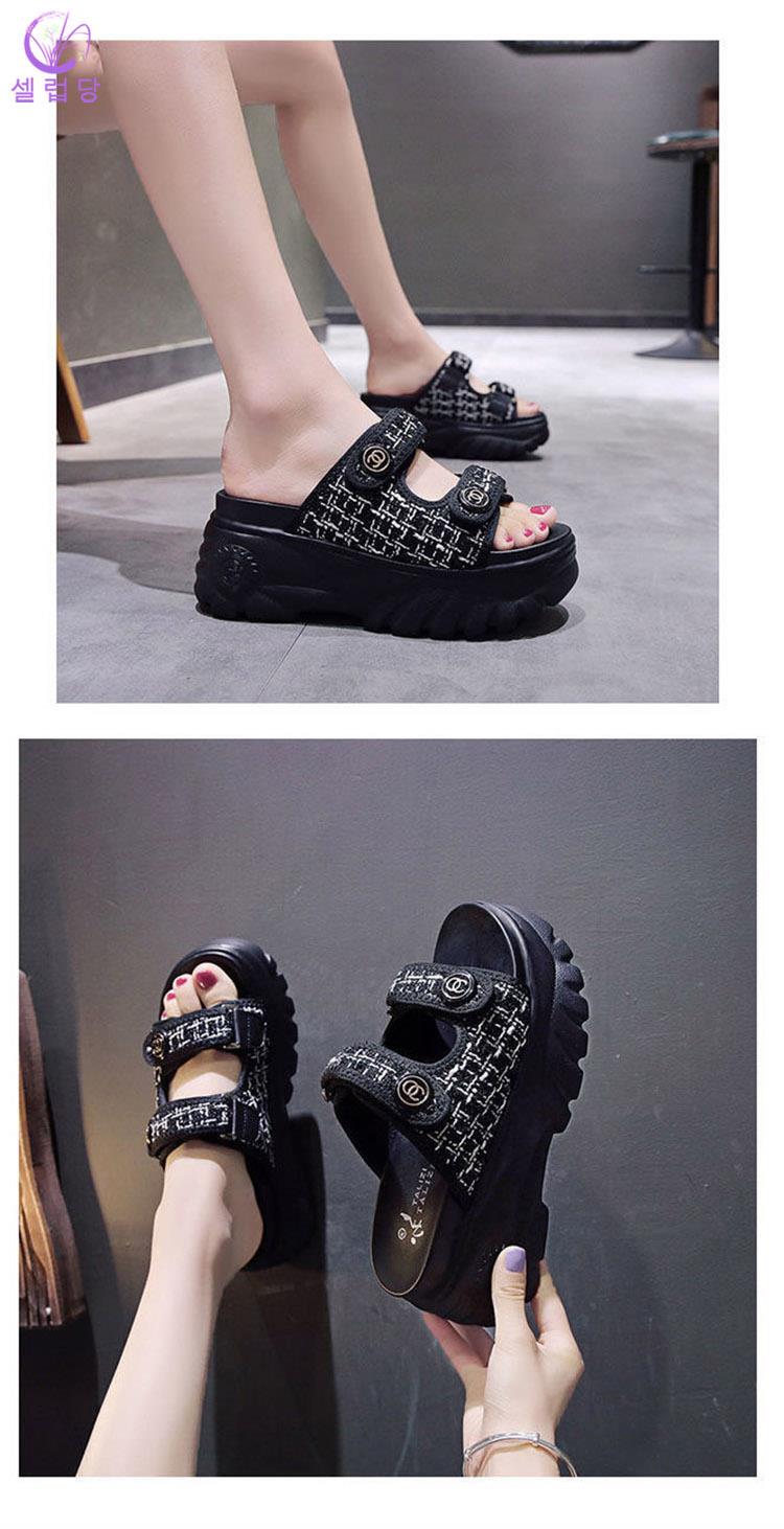 셀럽당 여성용 통굽 여성뮬슬리퍼형샌들