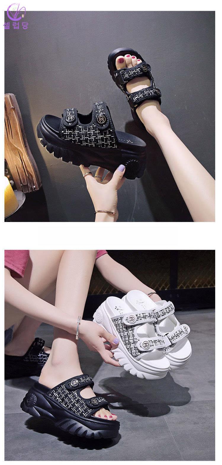 셀럽당 여성용 통굽 여성뮬슬리퍼형샌들